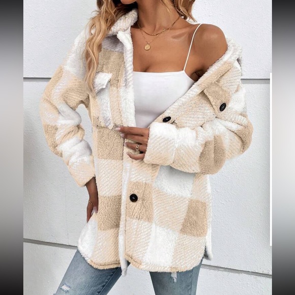 Cozy buffalo plaid button down teddy jacket - Picture 16 of 16